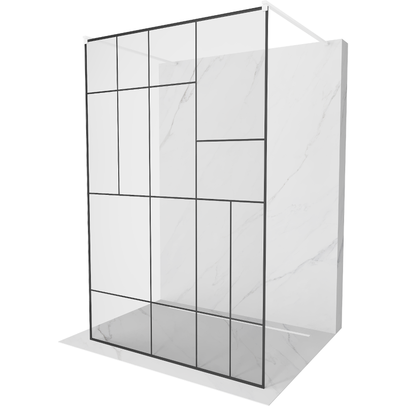 Mexen Kioto ścianka prysznicowa wolnostojąca 110 x 200 cm, transparent/czarny wzór 8 mm, biała - 800-110-002-20-78