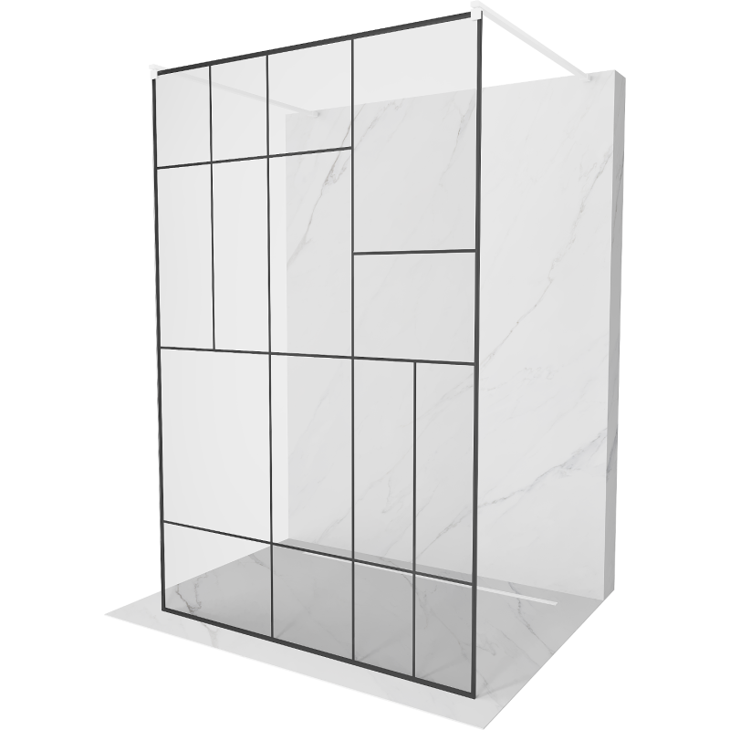 Mexen Kioto ścianka prysznicowa wolnostojąca 120 x 200 cm, czarny wzór 8 mm, biała - 800-120-002-20-78