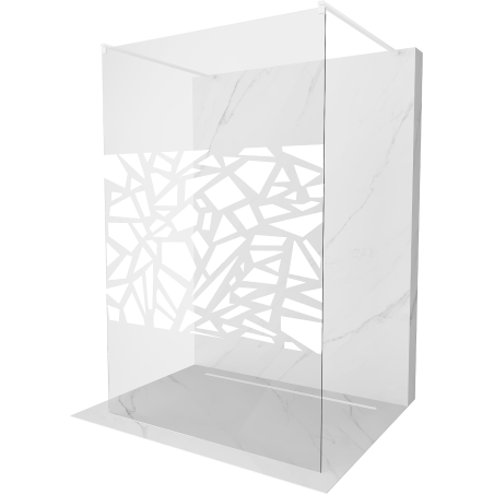 Mexen Kioto ścianka prysznicowa wolnostojąca 110 x 200 cm, transparent/biały wzór 8 mm, biała - 800-110-002-20-85