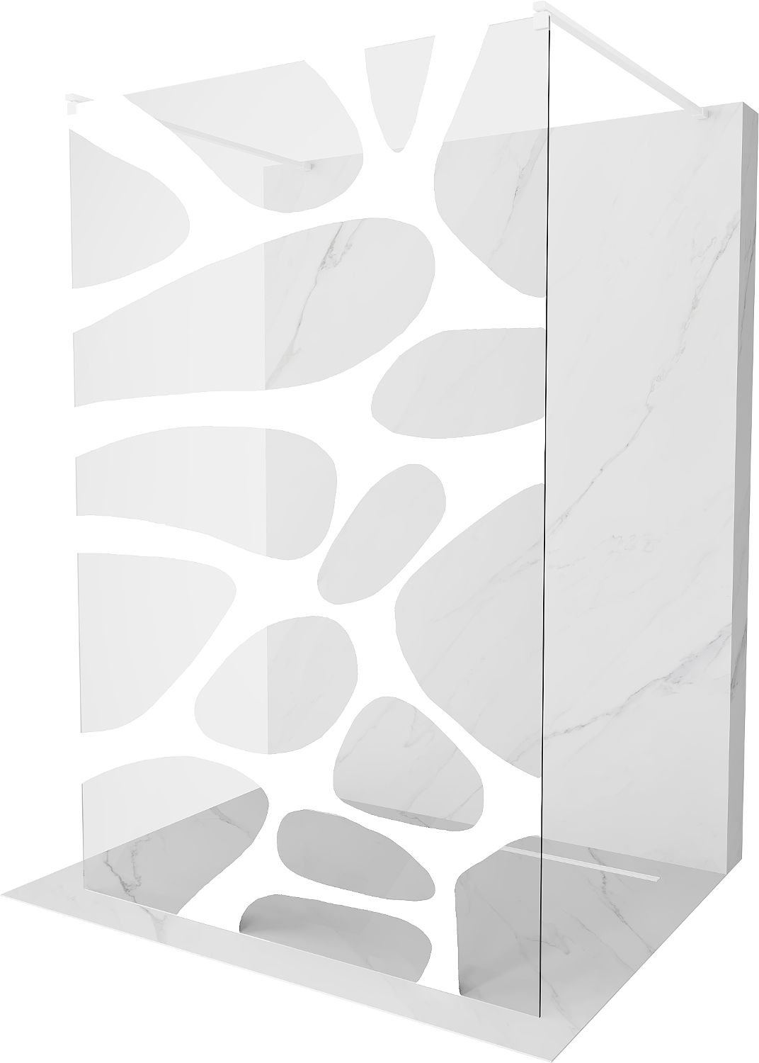 Mexen Kioto ścianka prysznicowa wolnostojąca 110 x 200 cm, transparent/biały wzór 8 mm, biała - 800-110-002-20-97