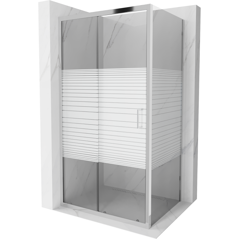 Mexen Apia kabina prysznicowa rozsuwana 90 x 80 cm, pasy, chrom - 840-090-080-01-20