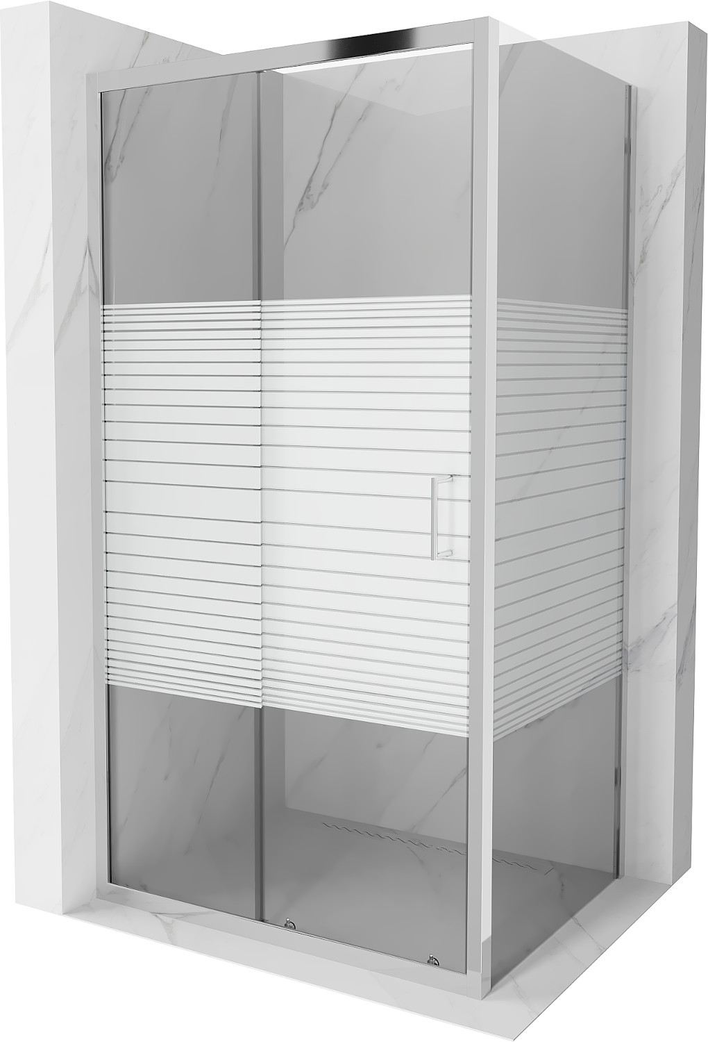 Mexen Apia kabina prysznicowa rozsuwana 90 x 80 cm, pasy, chrom - 840-090-080-01-20