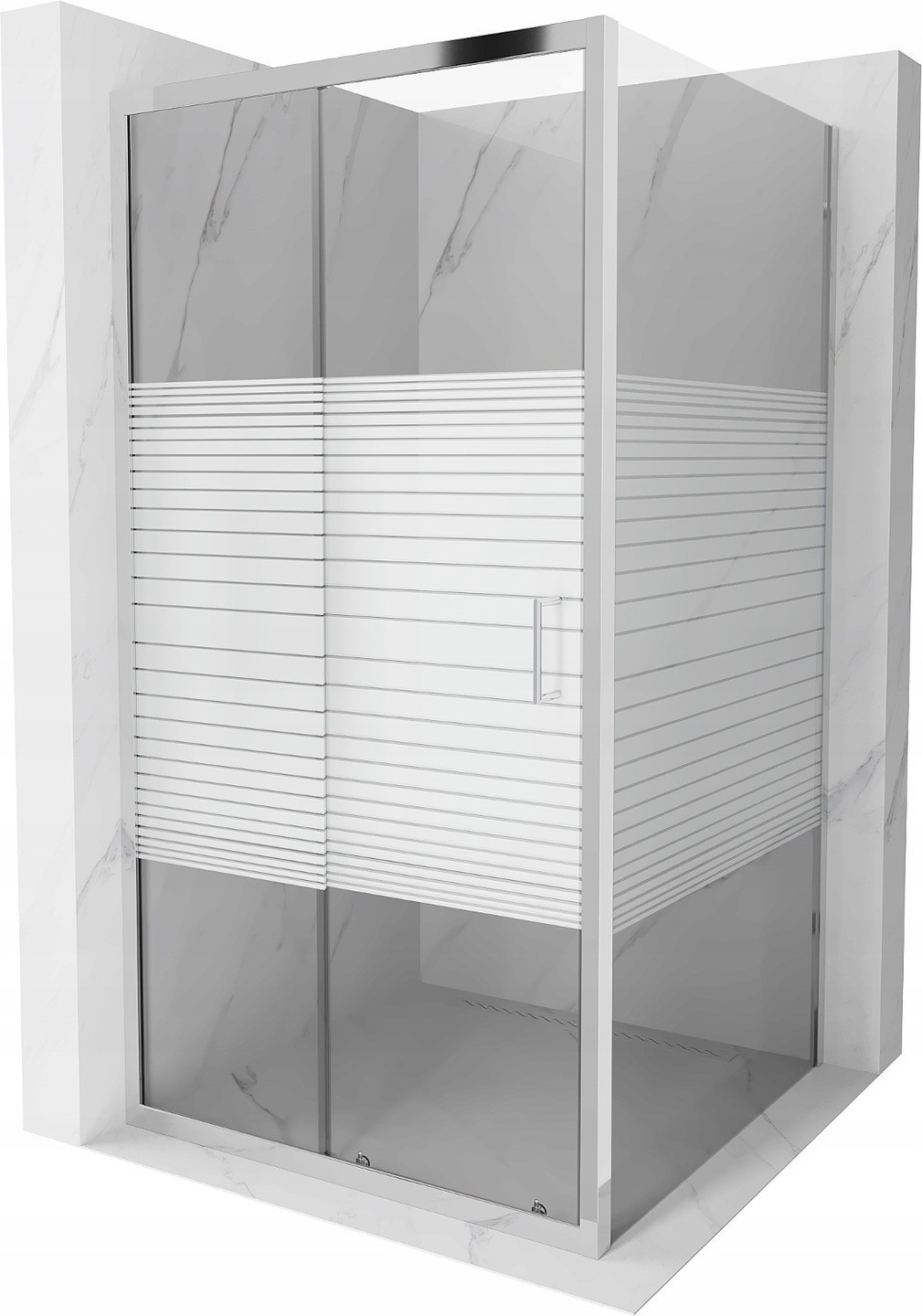 Mexen Apia kabina prysznicowa rozsuwana 90 x 90 cm, pasy, chrom - 840-090-090-01-20