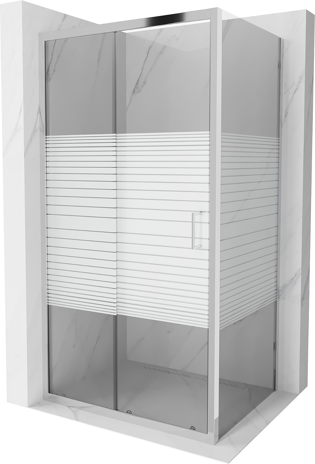 Mexen Apia kabina prysznicowa rozsuwana 100 x 90 cm, pasy, chrom - 840-100-090-01-20