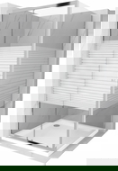 Mexen Apia kabina prysznicowa rozsuwana 90 x 90 cm, białe pasy, chrom + brodzik Flat - 840-090-090-01-20-4010