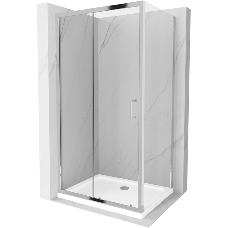 Mexen Apia kabina prysznicowa rozsuwana 90 x 100 cm, transparent, chrom + brodzik Flat - 840-090-100-01-00-4010