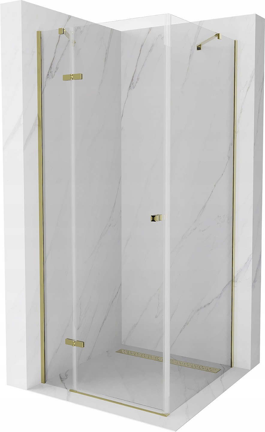 Mexen Roma kabina prysznicowa uchylna 80 x 80 cm, transparent, złota - 854-080-080-50-00