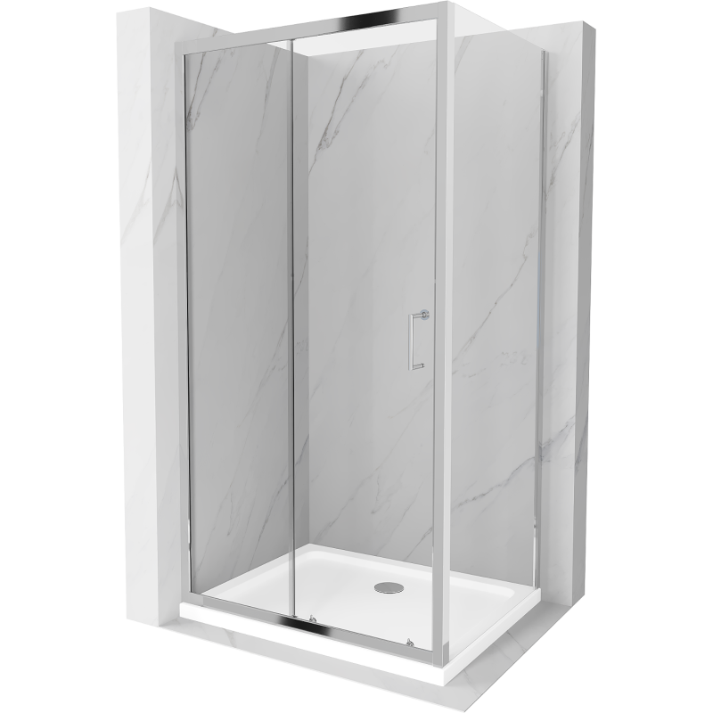Mexen Apia kabina prysznicowa rozsuwana 110 x 70 cm, transparent, chrom + brodzik Flat - 840-110-070-01-00-4010