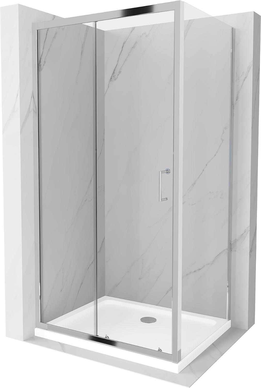 Mexen Apia kabina prysznicowa rozsuwana 110 x 80 cm, transparent, chrom + brodzik Flat - 840-110-080-01-00-4010