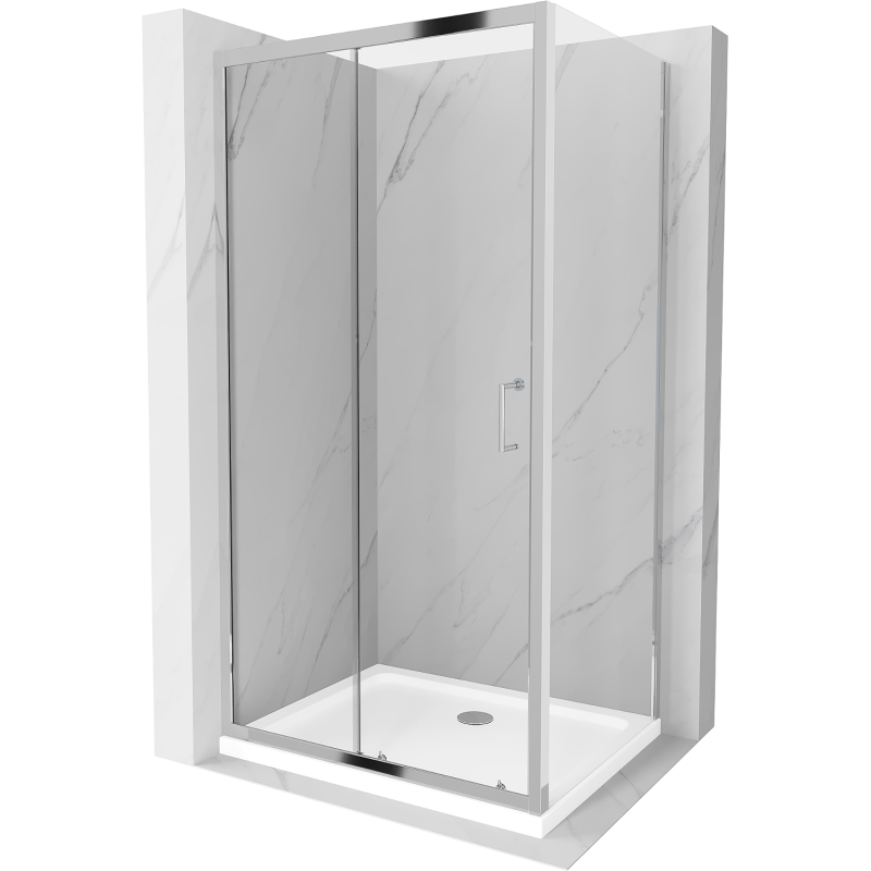 Mexen Apia kabina prysznicowa rozsuwana 120 x 80 cm, transparent, chrom + brodzik Flat - 840-120-080-01-00-4010