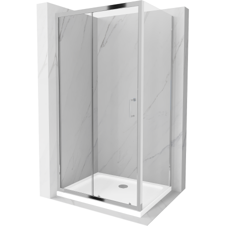 Mexen Apia kabina prysznicowa rozsuwana 120 x 90 cm, transparent, chrom + brodzik Flat - 840-120-090-01-00-4010