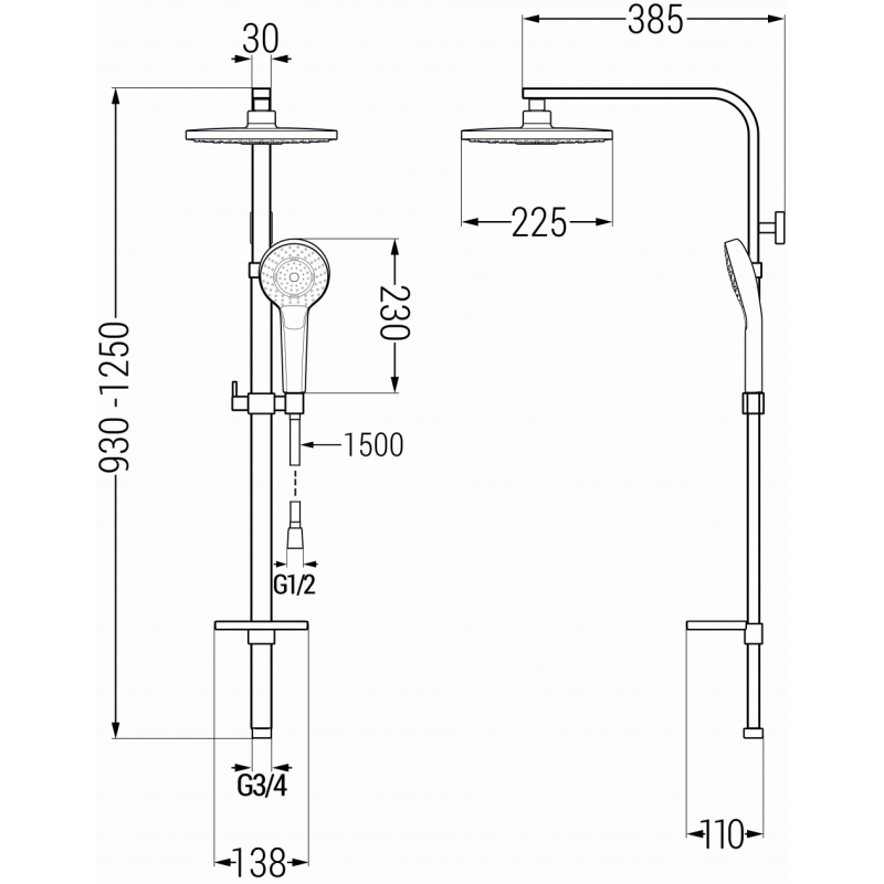 Mexen Q05 kolumna prysznicowa, chrom/biała - 798050595-00
