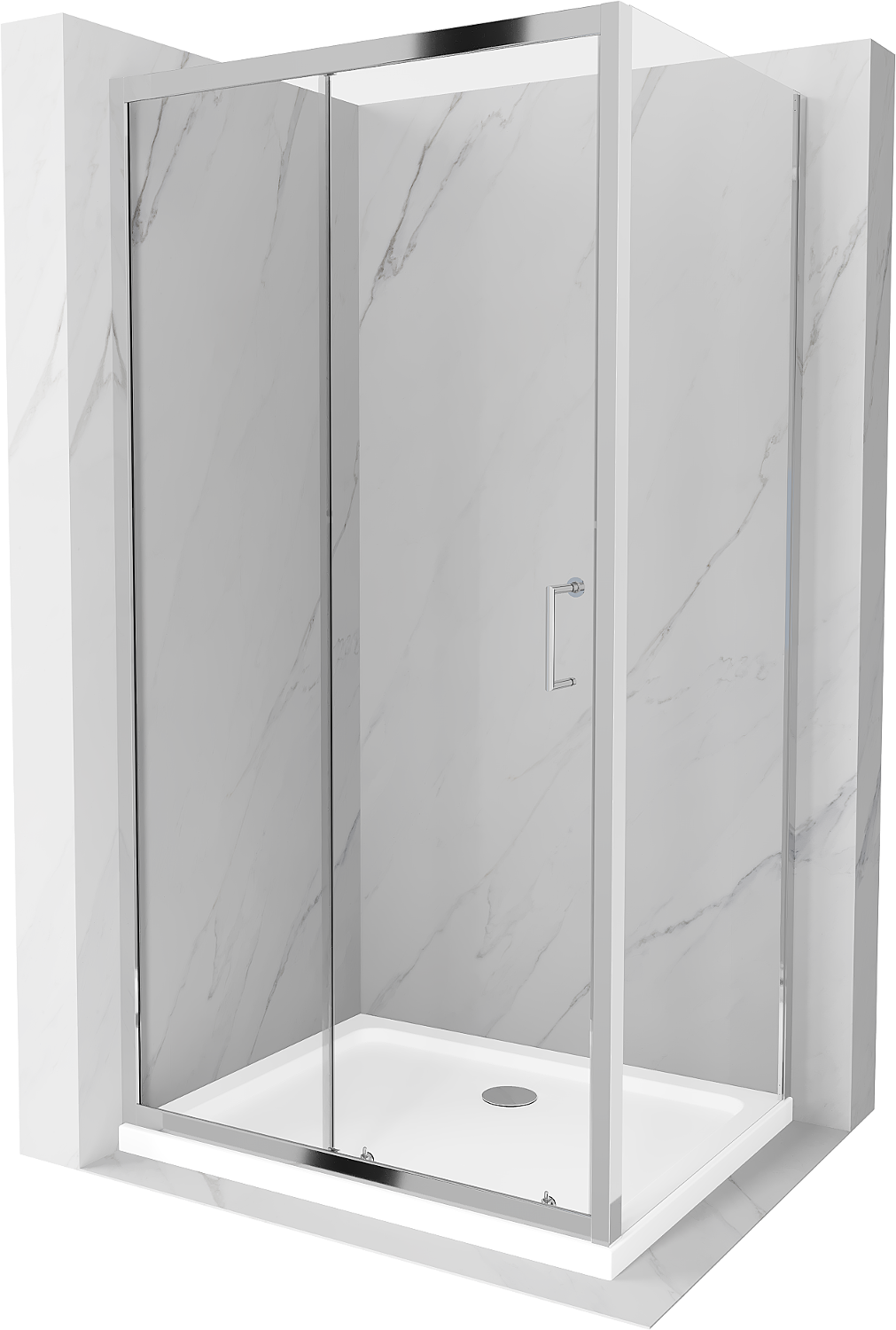 Mexen Apia kabina prysznicowa rozsuwana 140 x 100 cm, transparent, chrom + brodzik Flat - 840-140-100-01-00-4010