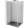 Mexen Apia kabina prysznicowa rozsuwana 90 x 100 cm, transparent, chrom + brodzik Flat, czarny - 840-090-100-01-00-4070