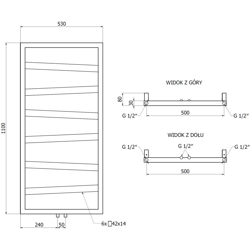 Mexen Zoom grzejnik łazienkowy dekoracyjny 1100 x 530 mm, 376 W, biały - W130-1100-530-00-20