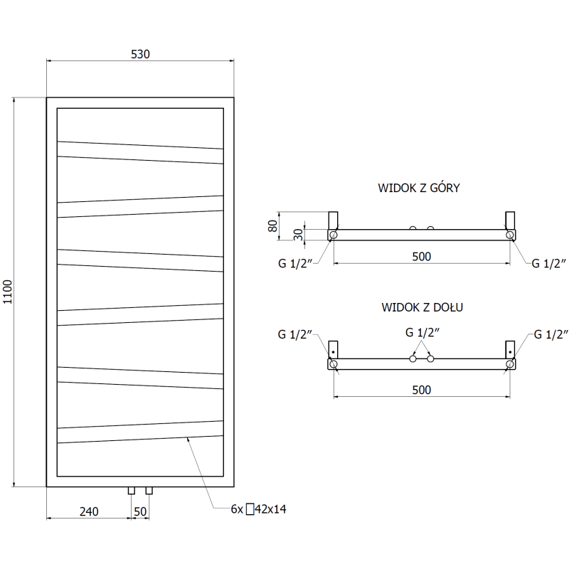 Mexen Zoom grzejnik łazienkowy dekoracyjny 1100 x 530 mm, 376 W, antracyt - W130-1100-530-00-66