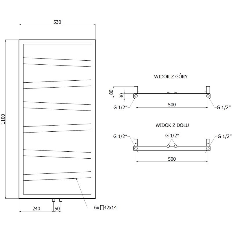 Mexen Zoom grzejnik łazienkowy dekoracyjny 1100 x 530 mm, 376 W, czarny - W130-1100-530-00-70