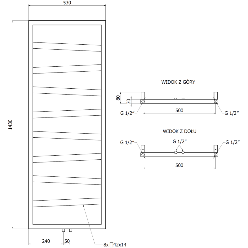Mexen Zoom grzejnik łazienkowy dekoracyjny 1430 x 530 mm, 477 W, biały - W130-1430-530-00-20