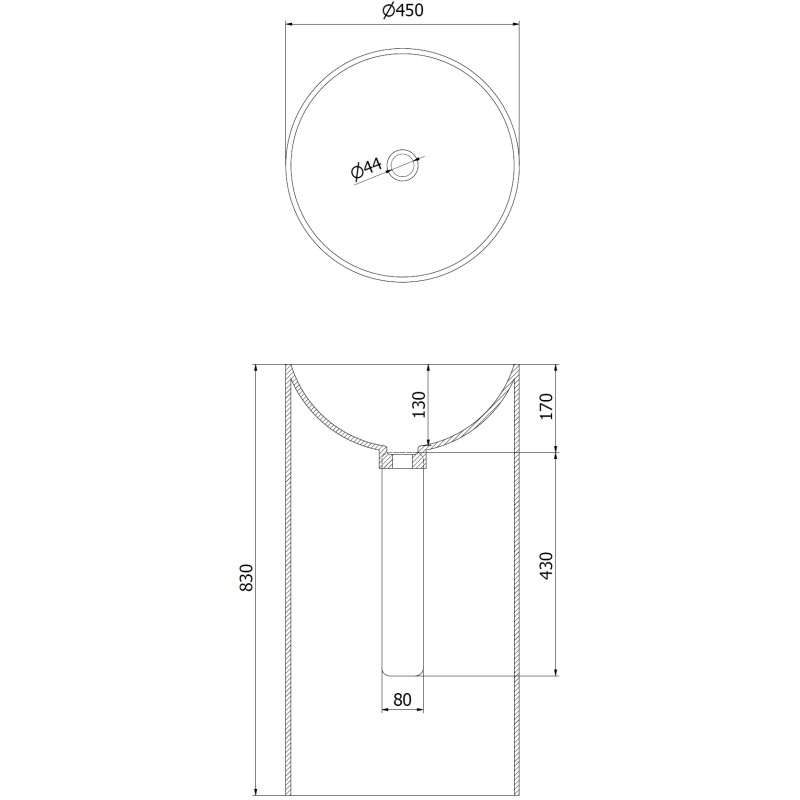 Mexen Ajax-01 umywalka wolnostojąca z konglomeratu 45 x 45 cm, biała mat - 26504500