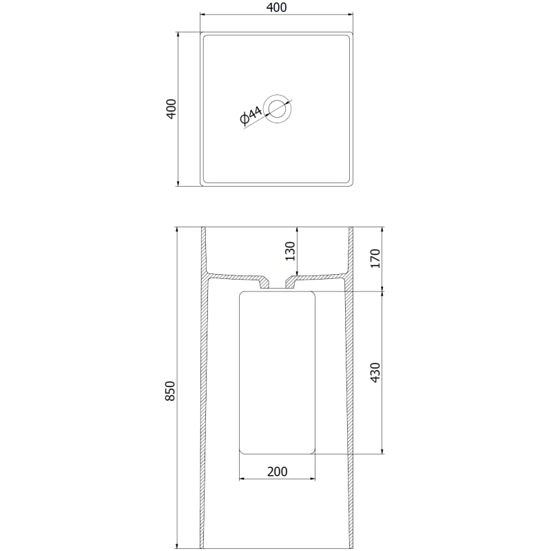 Mexen Xola-1 umywalka wolnostojąca z konglomeratu 40 x 40 cm, biała mat - 26594000