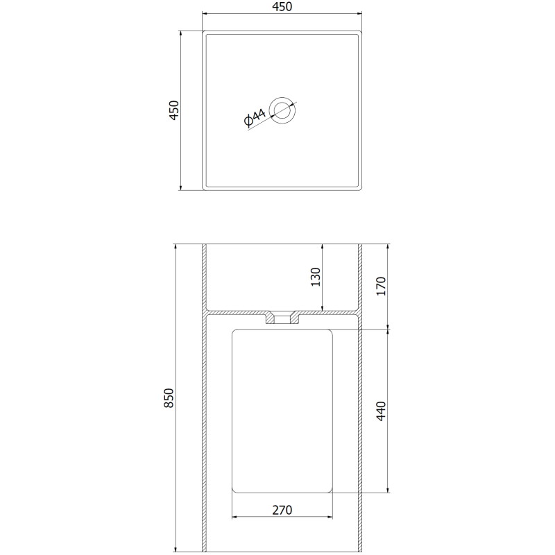 Mexen Xola-2 umywalka wolnostojąca z konglomeratu 45 x 45 cm, biała mat - 26594500