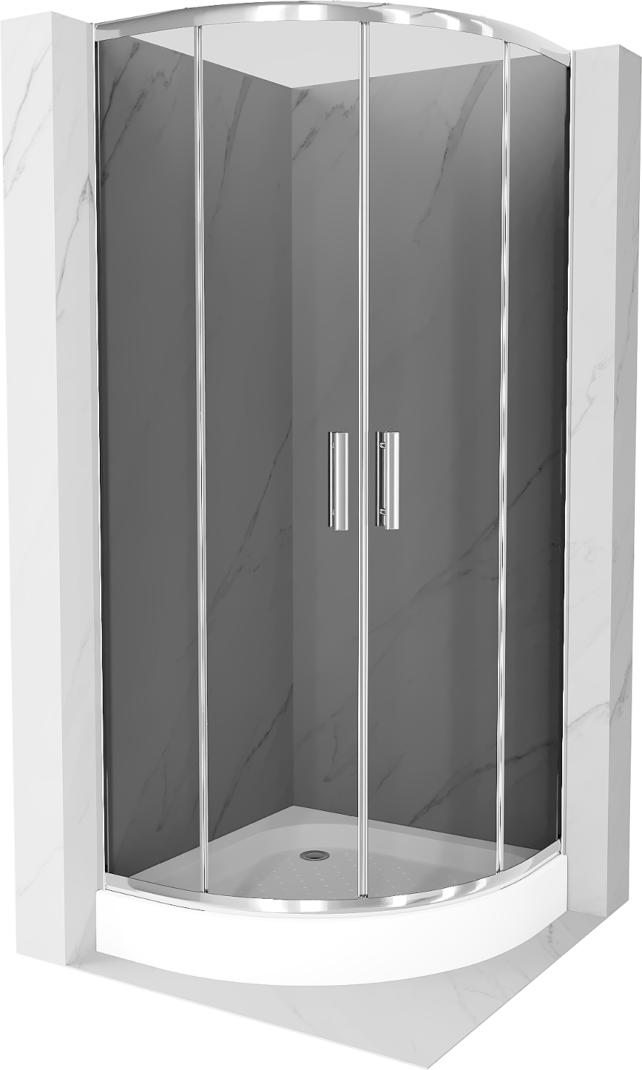 Mexen Rio kabina prysznicowa półokrągła 70 x 70 cm, grafit, chrom + brodzik Rio, biały - 863-070-070-01-40-4710