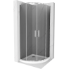 Mexen Rio kabina prysznicowa półokrągła 80 x 80 cm, grafit, chrom + brodzik Flat, biały - 863-080-080-01-40-4110