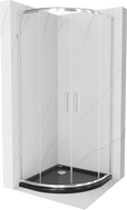 Mexen Rio kabina prysznicowa półokrągła 80 x 80 cm, transparent, chrom + brodzik Flat, czarny - 863-080-080-01-00-4170