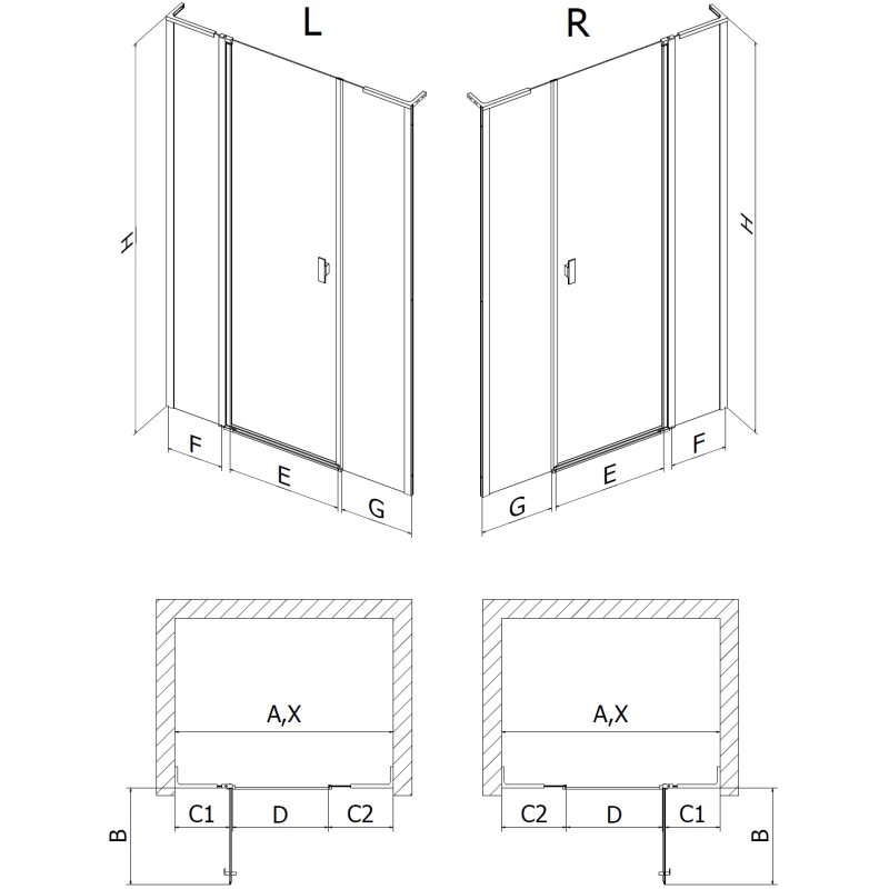 Mexen Mist L drzwi prysznicowe uchylne prawe 135 cm, czarna ramka, czarne - 8A4L-135-001-70-70-P