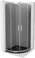 Mexen Rio kabina prysznicowa półokrągła 90 x 90 cm, grafit, chrom + brodzik Flat, czarny - 863-090-090-01-40-4170