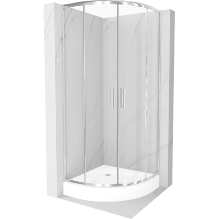 Mexen Rio kabina prysznicowa półokrągła 80 x 80 cm, transparent, chrom + brodzik Rio, biały - 863-080-080-01-00-4710