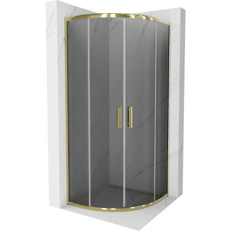 Mexen Rio kabina prysznicowa półokrągła 70 x 70 cm, grafit, złota - 863-070-070-50-40