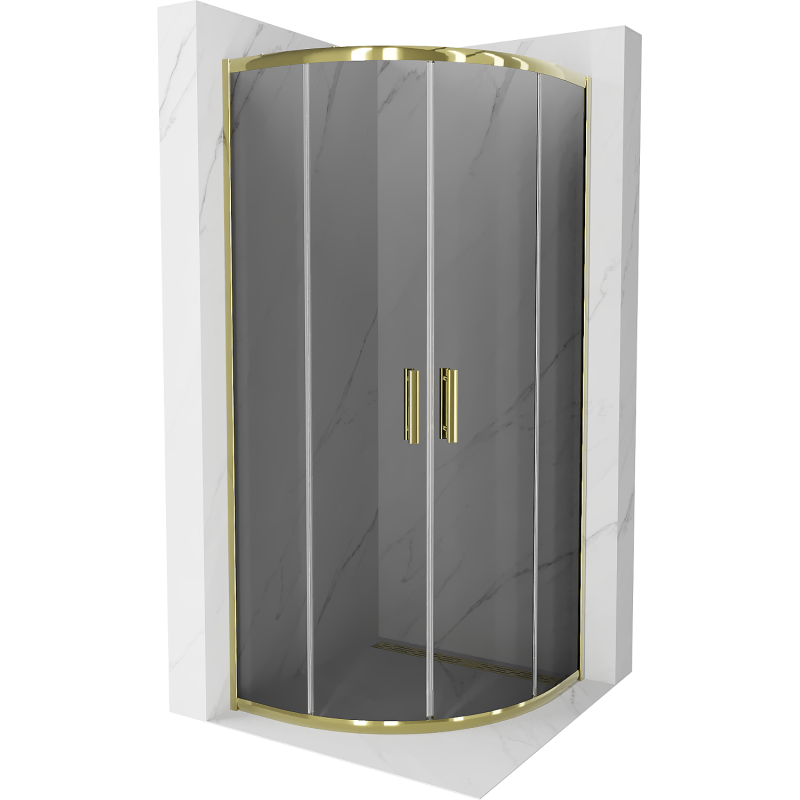 Mexen Rio kabina prysznicowa półokrągła 90 x 90 cm, grafit, złota - 863-090-090-50-40