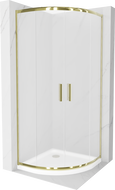 Mexen Rio kabina prysznicowa półokrągła 90 x 90 cm, szron, złota + brodzik Flat, biały - 863-090-090-50-30-4110G
