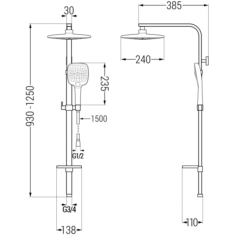 Mexen Q17 kolumna prysznicowa, chrom - 798171795-00