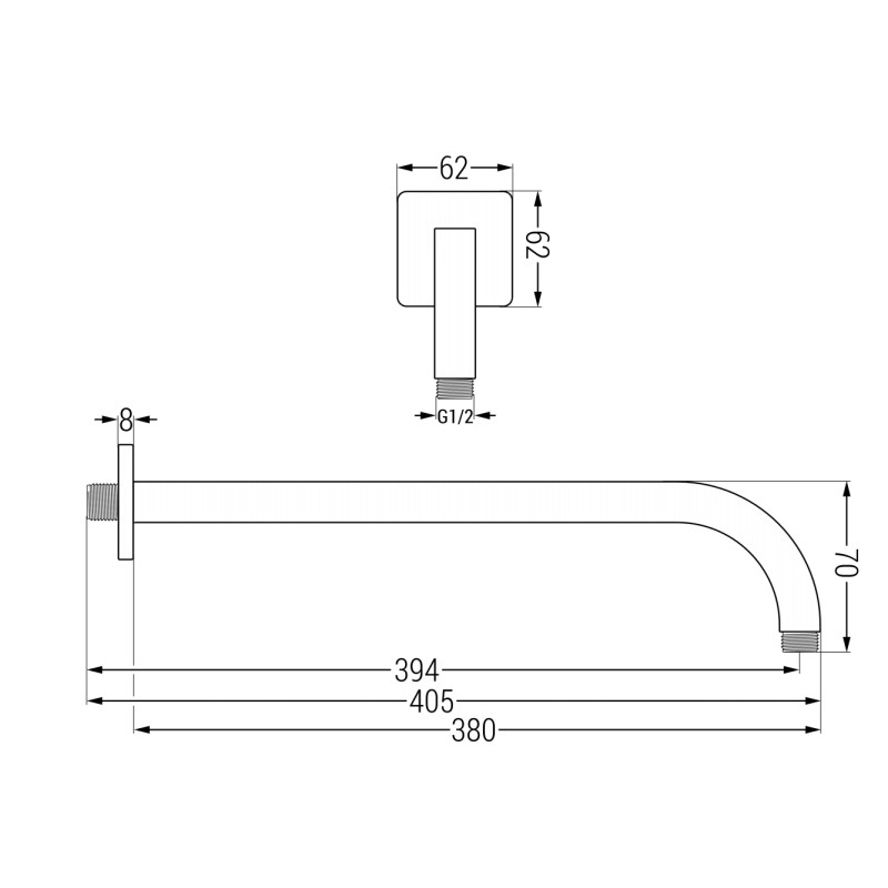 Mexen ramię prysznicowe ścienne 38 cm chrom - 79113-00