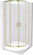 Mexen Rio kabina prysznicowa półokrągła 70 x 70 cm, szron, złota + brodzik Rio, biały - 863-070-070-50-30-4710