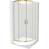 Mexen Rio kabina prysznicowa półokrągła 80 x 80 cm, szron, złota + brodzik Rio, biały - 863-080-080-50-30-4710