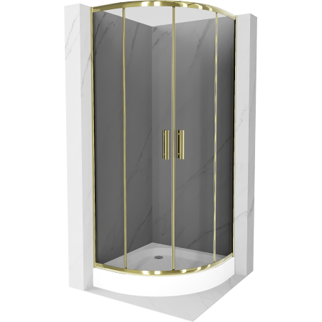Mexen Rio kabina prysznicowa półokrągła 70 x 70 cm, grafit, złota + brodzik Rio, biały - 863-070-070-50-0-4710
