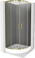 Mexen Rio kabina prysznicowa półokrągła 80 x 80 cm, grafit, złota + brodzik Rio, biały - 863-080-080-50-0-4710