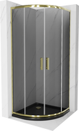 Mexen Rio kabina prysznicowa półokrągła 90 x 90 cm, grafit, złota + brodzik Flat, czarny - 863-090-090-50-40-4170G