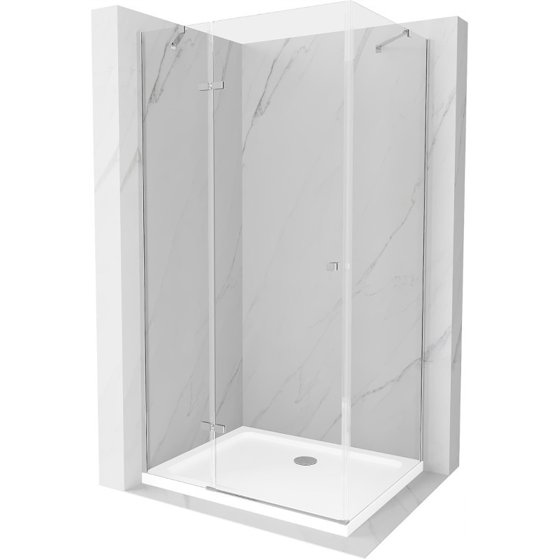 Mexen Roma kabina prysznicowa uchylna 90 x 100 cm, transparent, chrom + brodzik Flat - 854-090-100-01-00-4010