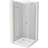 Mexen Roma kabina prysznicowa uchylna 90 x 90 cm, transparent, złota + brodzik Flat - 854-090-090-50-00-4010