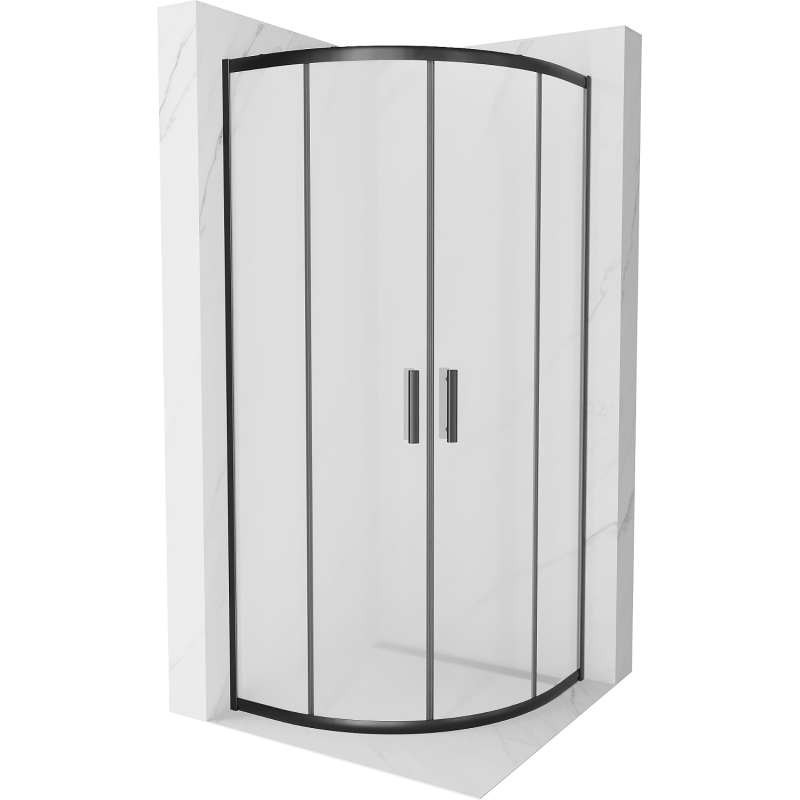 Mexen Rio kabina prysznicowa półokrągła 70 x 70 cm, szron, czarna - 863-070-070-70-30
