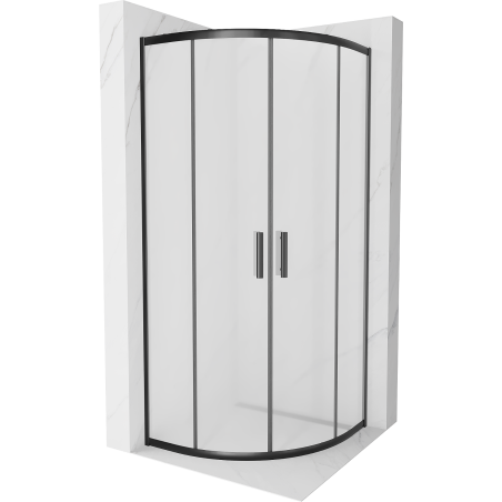 Mexen Rio kabina prysznicowa półokrągła 70 x 70 cm, szron, czarna - 863-070-070-70-30