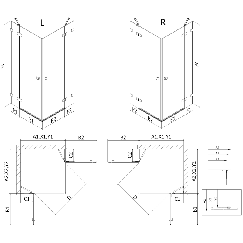 Mexen Lunar Duo kabina prysznicowa uchylna lewa 85 x 75 cm, transparent, chrom - 834-085L-075P-01-00