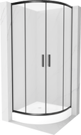 Mexen Rio kabina prysznicowa półokrągła 70 x 70 cm, szron, czarna + brodzik Rio, biały - 863-070-070-70-30-4710