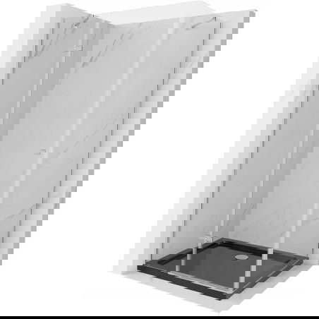 Mexen Roma kabina prysznicowa uchylna 100 x 90 cm, transparent, chrom + brodzik Flat, czarny - 854-100-090-01-00-4070