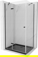 Mexen Roma kabina prysznicowa uchylna 80 x 100 cm, transparent, czarna + brodzik Flat, czarny - 854-080-100-70-00-4070B
