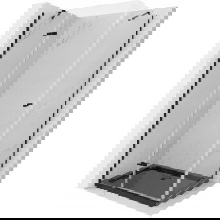 Mexen Roma kabina prysznicowa uchylna 90 x 120 cm, transparent, czarna + brodzik Flat, czarny - 854-090-120-70-00-4070B